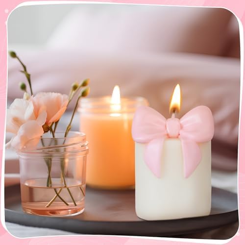 Nuanchu Pink Bow Candle Freesia Scented Soy Wax Decor