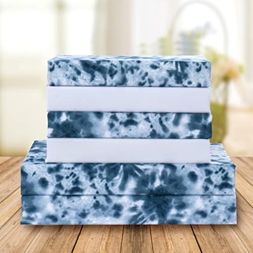 Elegant Comfort Twin XL Luxury Soft Sheets Set Tie Dye Blue