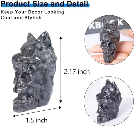 217 Inch Crystal Skull with Wolf Head Decor