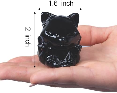 Black Obsidian Nine-Tailed Fox Statue Decor