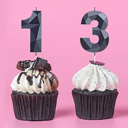 Nuanchu 13th Birthday Candles Black Number 13 Cake Topper
