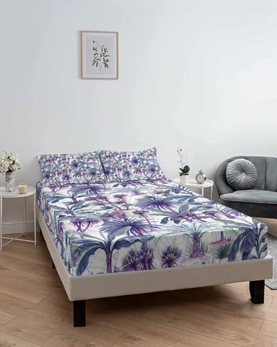 Queen Fitted Sheet Deep Pocket Bed Set with Pillowcases