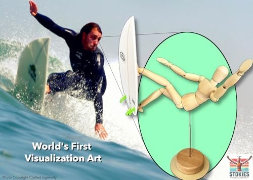 The Stokies 8 Inch Wooden Surf Figure with Real Shortboard
