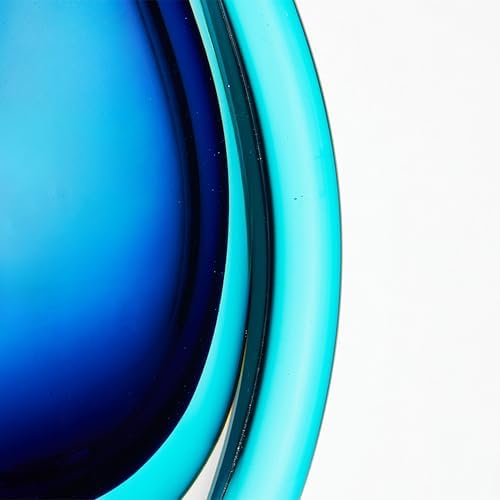 Luxury Lane London Blue 10 Inch Tall Oval Art Glass Vase