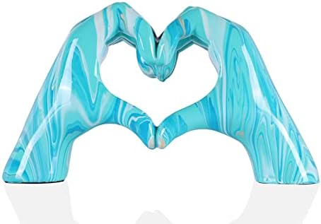 Navy Blue Hand Heart Sculpture Decor Statue