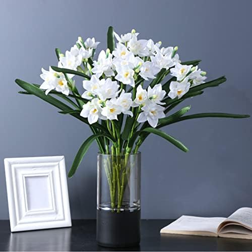 2Pcs Artificial Daffodils Silk Branches 23inch Spring Faux Floral Arrangement