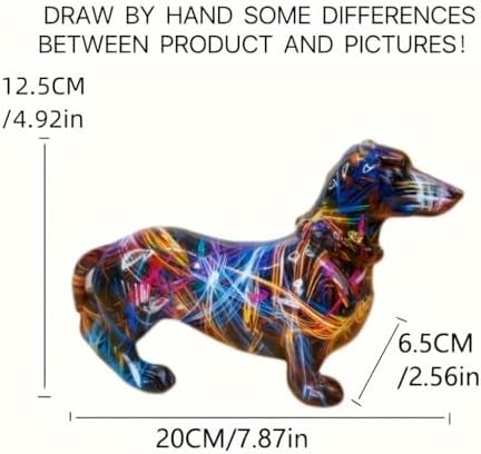 Modern Rainbow Resin Dachshund Figurine