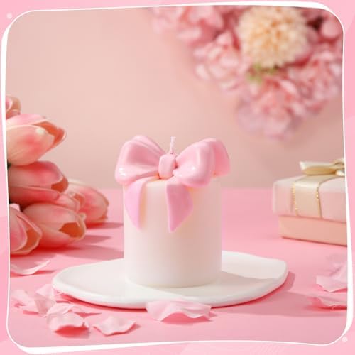 Nuanchu Pink Bow Candle Freesia Scented Soy Wax Decor