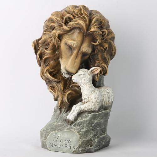 BC Home Dcor Lion with Lamb Statue - Love Never Fails