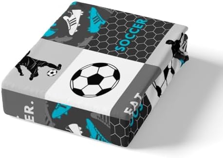 Manfei Soccer Player Fitted Sheet Queen Size with Pillow Case Set