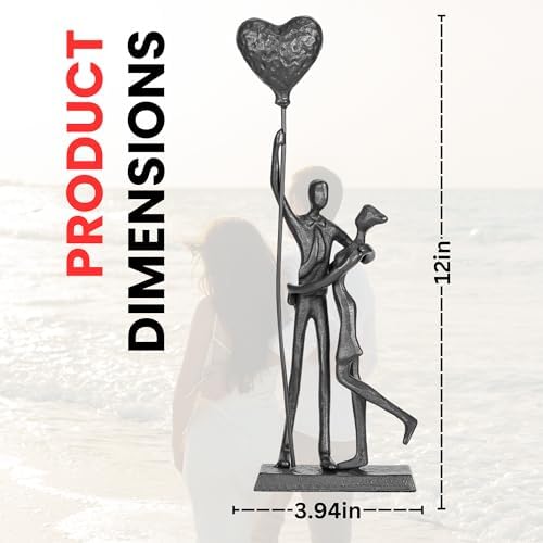 Handcrafted Iron Couple Sculpture - Romantic Home Decor