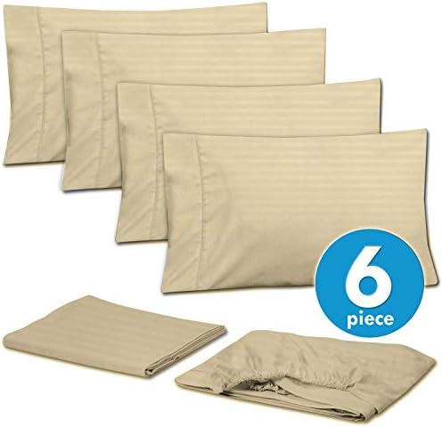 6 Piece 800 Thread Count Twin Sheet Set with Pillow Cases