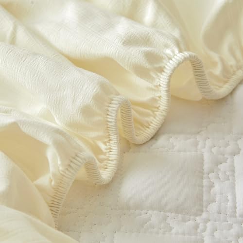 LweiPsqLin King Size Fitted Sheet with 18 Deep Pocket