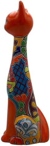 Talavera Long Neck Cat Vase Orange Multi 195