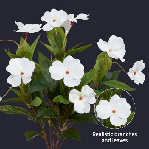 MelorcaGuilla 4PCS Artificial Impatiens for Outdoor Decor