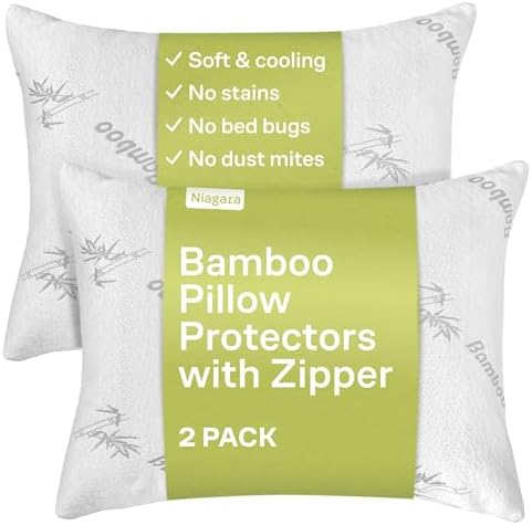 Niagara Sleep Solution Breathable Cooling Pillow Protectors with Zipper - 2 Pack White