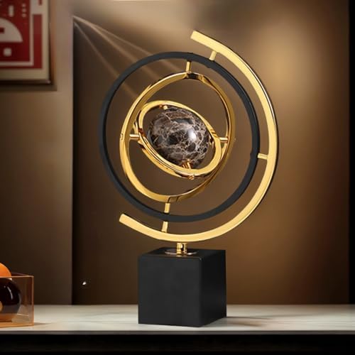 Modern Abstract Metal Marble Sculpture Decor