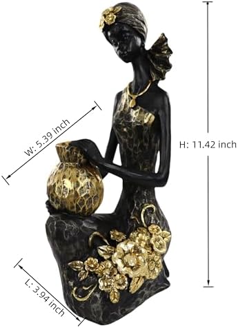 African Lady Statue with Tribal Totem for Home Decoration