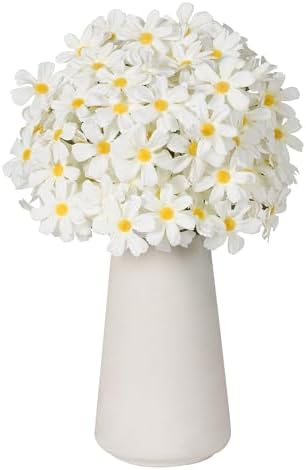 DuHouse Artificial White Daisy Flowers 5 Bundles