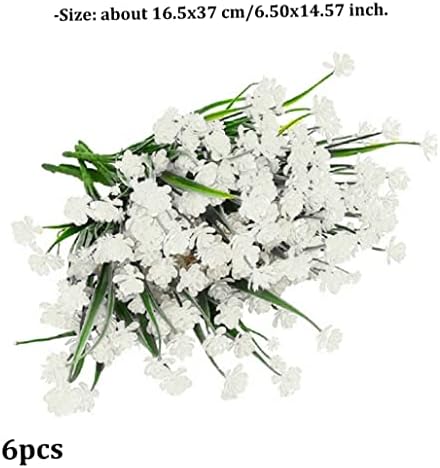 6 Bundles UV Resistant Artificial Flowers Bouquet 7 Stems 37cm White
