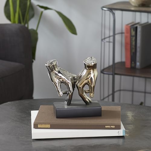 Deco 79 Polystone Hands Sculpture Statue Silver