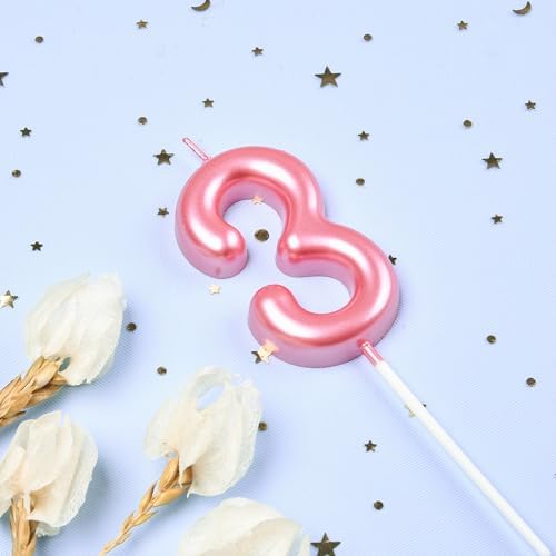 PHD Cake 276 Inch Classical Pink 3 Number Birthday Candles 1