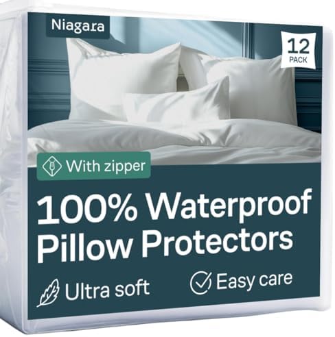 Niagara 12 Pack Waterproof Pillow Protectors Queen Size 20x30 Inches