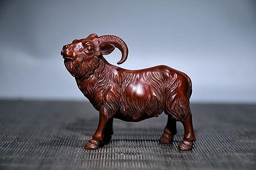 Handcrafted Boxwood Sheep Feng Shui Statue Decor