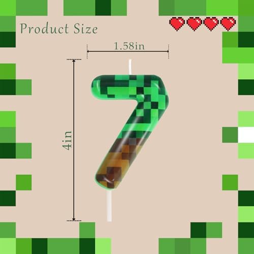 7th Pixel Miner Birthday Candles TNT Themed Decorations