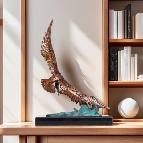 Bronze Eagle Diving Over Waves Sculpture 152 Inch Handcrafted Statue