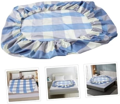 Luxshiny Blue Plaid Twin Fitted Sheet with Breathable Cover