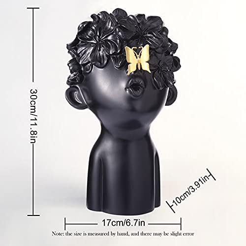 Notakia Black Resin Sculpture with Metal Butterfly