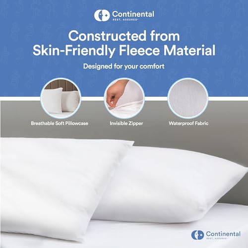 Continental Bedding Zippered Fleece Pillow Protectors