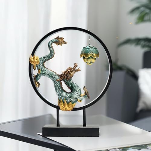 Chinese Ceramic Dragon Statue USB LED Light Incense Holder