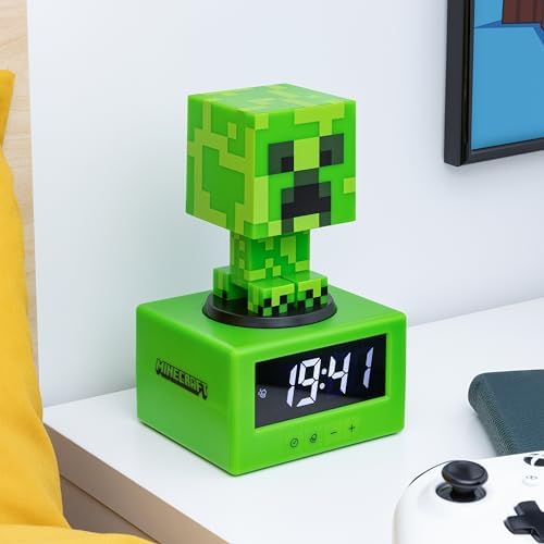 Paladone Minecraft Creeper Alarm Clock - Kids Night Light