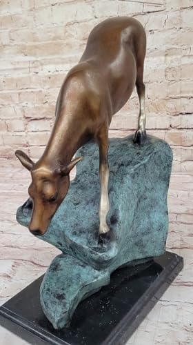 Limned Edition Signed Artist Marius Deer Bronze Sculpture