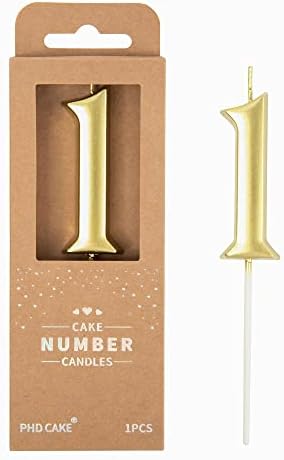 PHD CAKE 276 Inch Gold 1 Number Birthday Candle 1