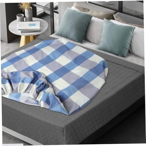 Luxshiny Blue Plaid Twin Fitted Sheet with Breathable Cover