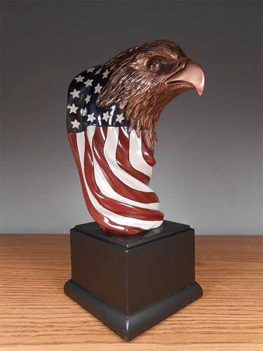 American Eagle Bust with Flag Bronze Statue