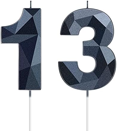 Nuanchu 13th Birthday Candles Black Number 13 Cake Topper