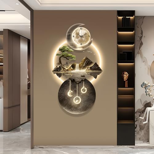 LED Light Art Wall Decor Clock 19x39IN Gold C