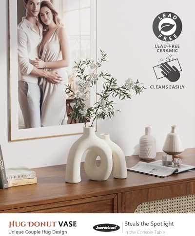 Jonronboci Hug Donut Vase Set - Cream White Modern Nordic Boho Style