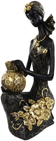 African Lady Statue with Tribal Totem for Home Decoration