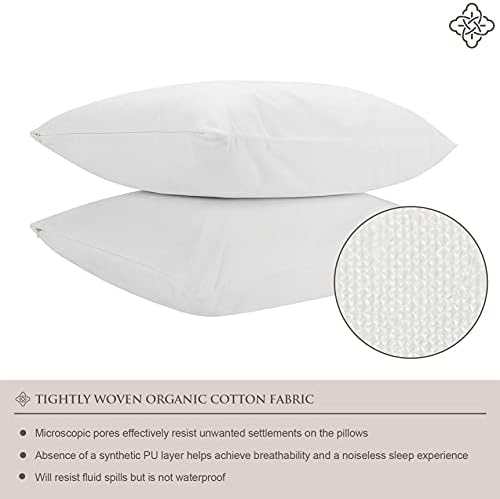 Bioweaves Organic Cotton Pillow Protectors 20x36 2-Pack GOTS Zipped