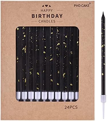 PHD CAKE Black Gold Long Thin Birthday Candles