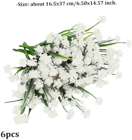 White Artificial Flowers 6 Bundles UV Resistant 7 Stem Decor