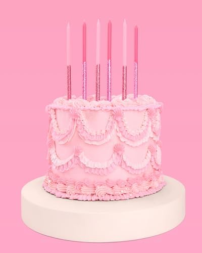 XO Fetti 10 Pink Glitter Birthday Candles