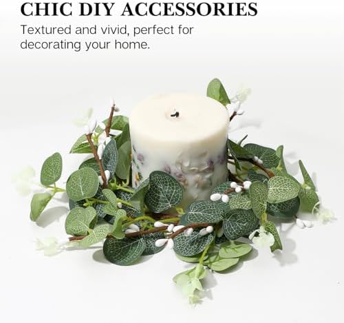 Kisangel Eucalyptus Candle Rings 4pcs Wreaths Decor