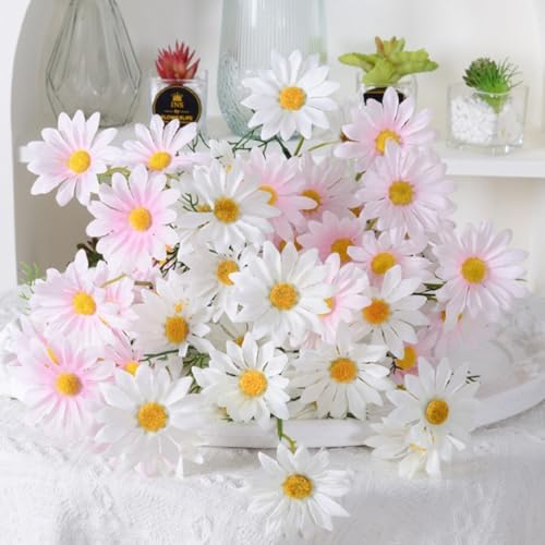 OUKEYI 10 Bundles Artificial Silk Daisy Flowers