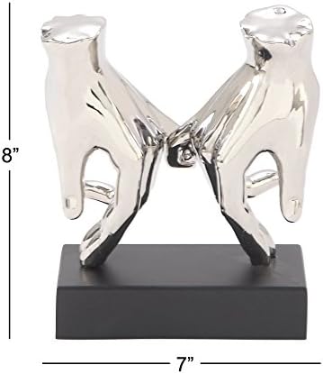 Deco 79 Polystone Hands Sculpture Statue Silver